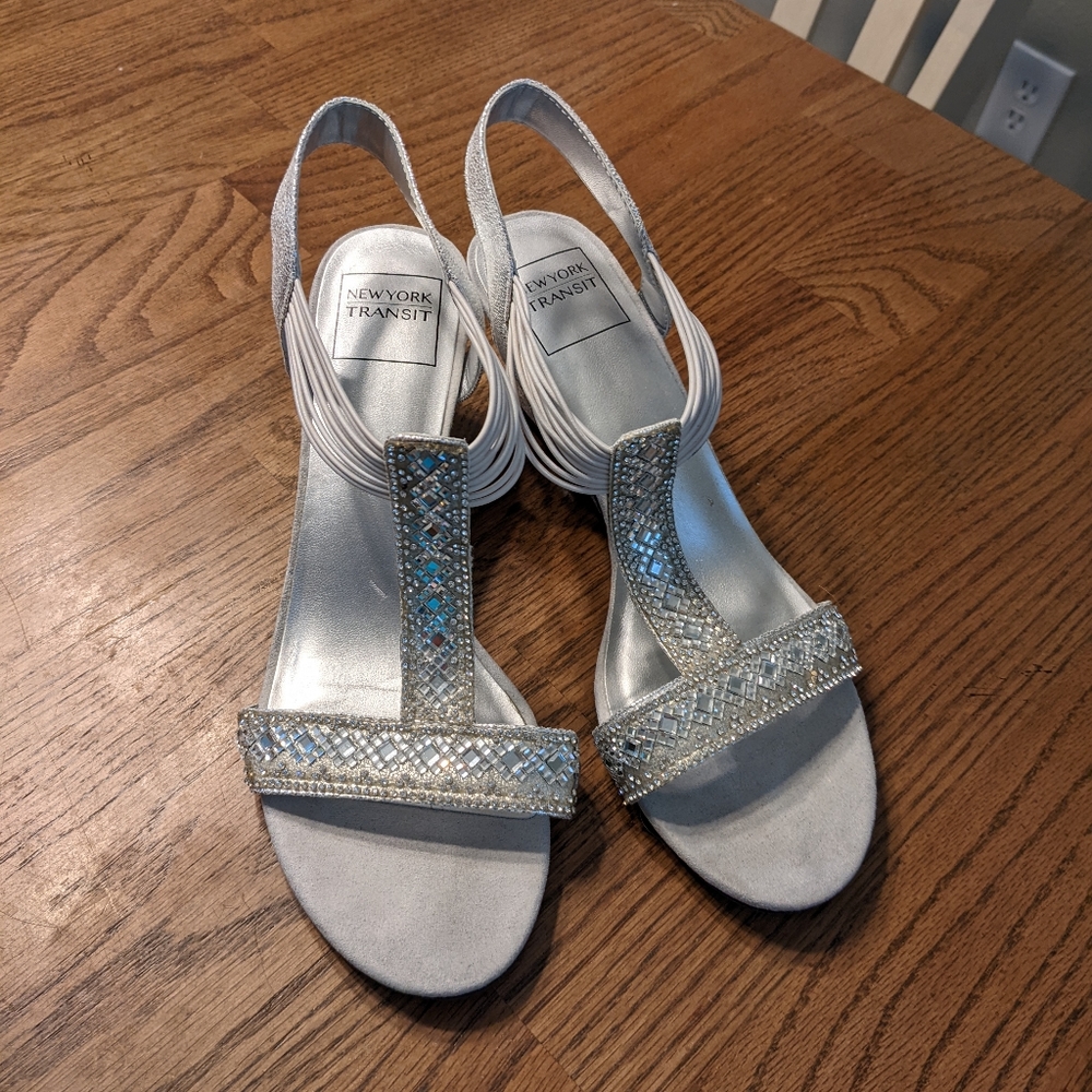 New York Transit women's size 9.5 silver, dressy sandals